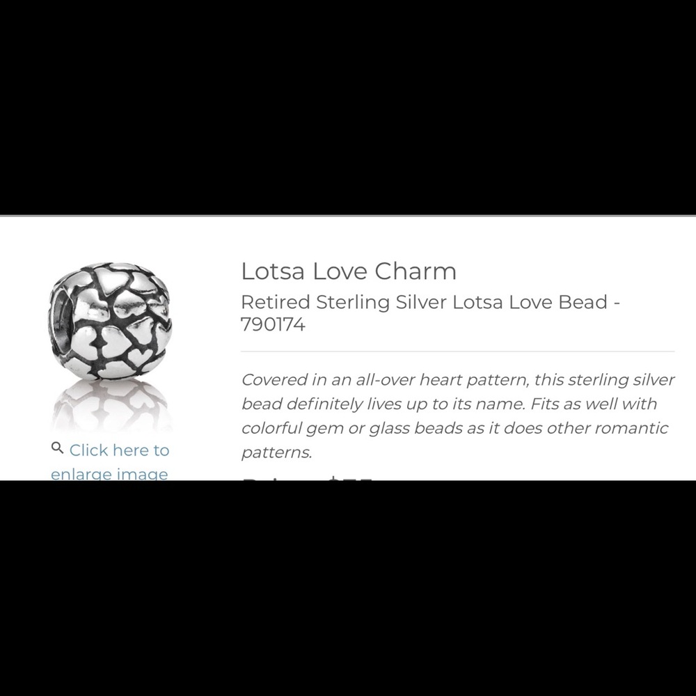 Retired Pandora Charm Lotsa Love Sterling Silver